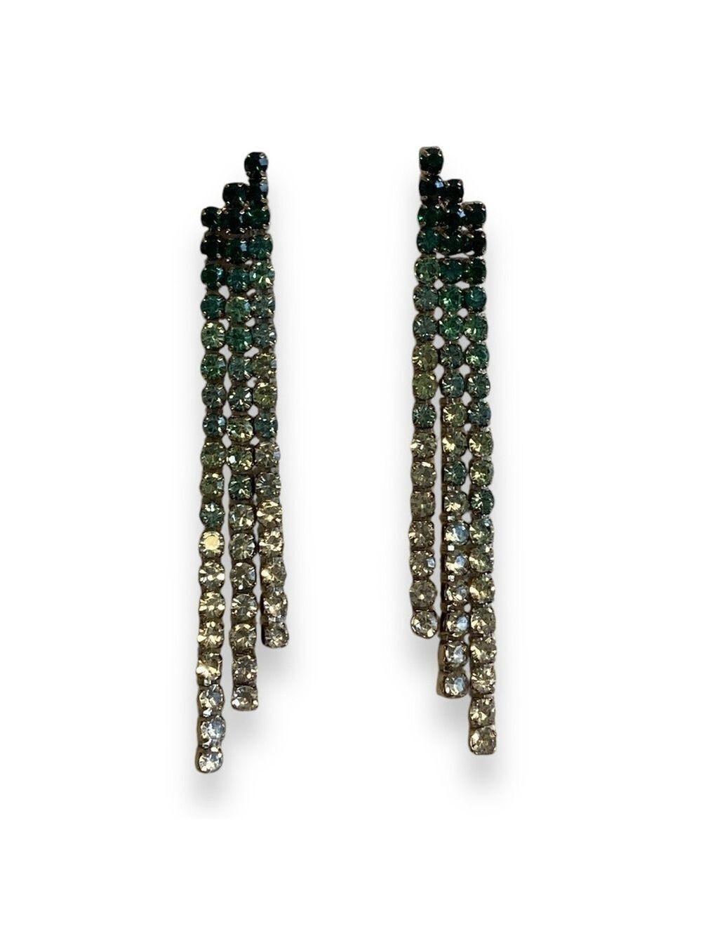 LOFT Crystal Earrings Dangly Gold Tone Green New